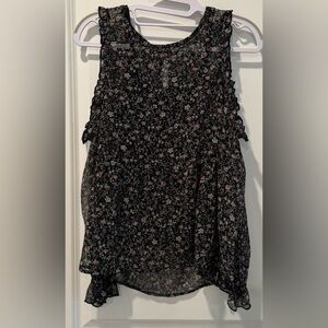 American Eagle Outfitters Black and Pink Floral Blouse